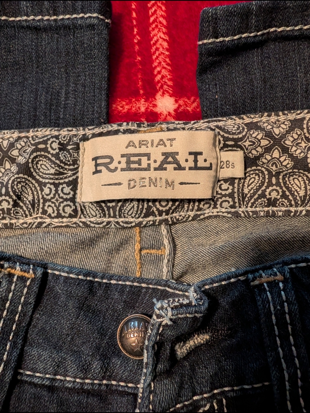 Ariat Dark Blue Bootcut Jeans with Contrast Stitching - Picture 3 of 8